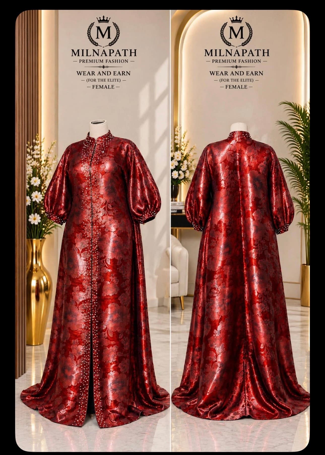 Red Floral Bubu Gown
