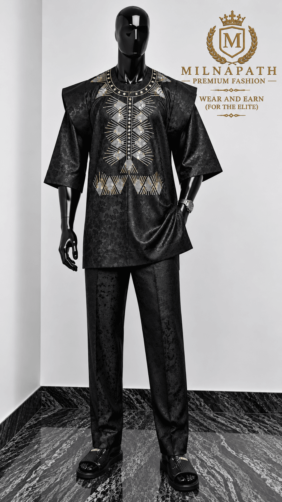 Royal Noir Embellished Kaftan